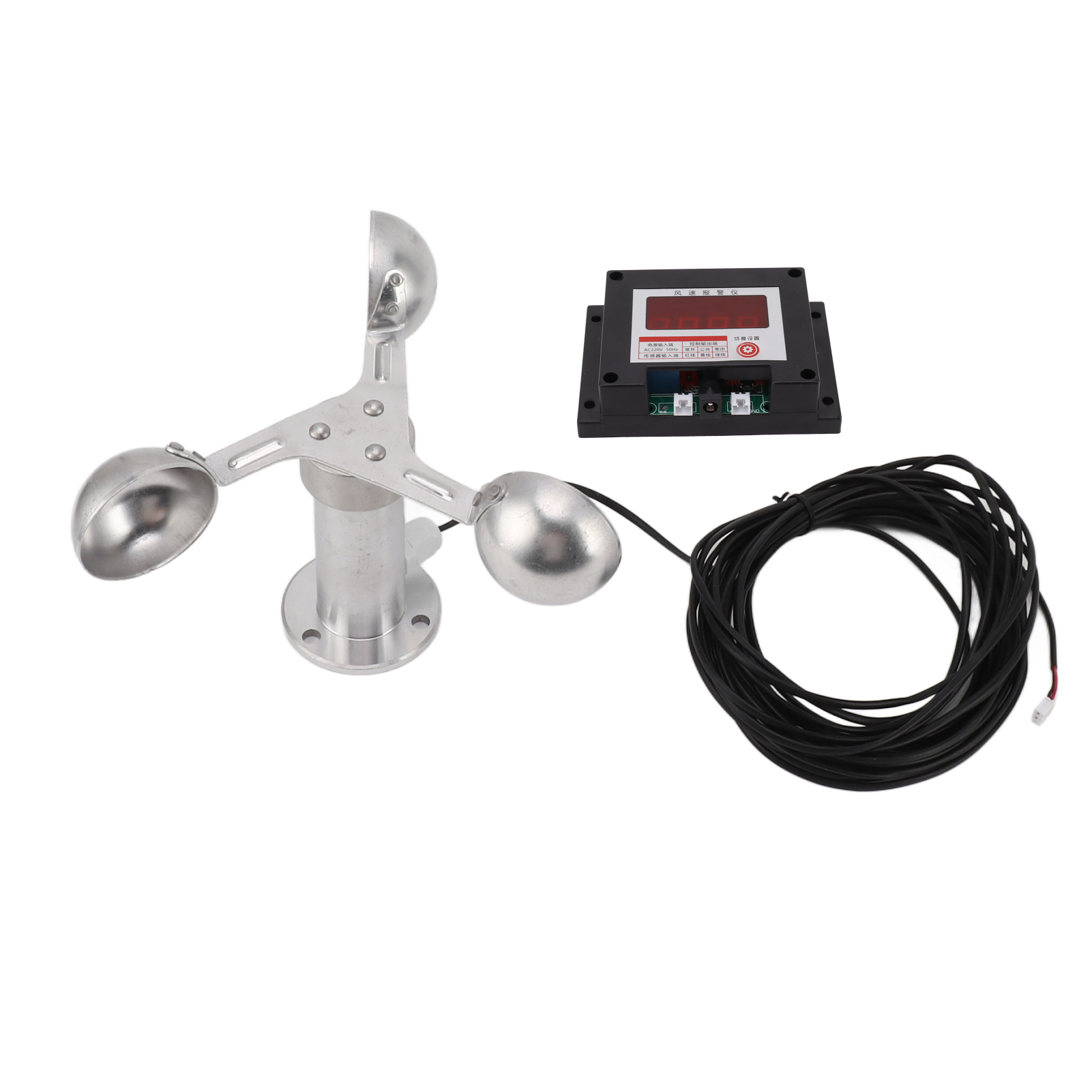 Turmanemometer Mit Alarm, Windgeschwindigkeitsmesser, Wetterstation, Windgeschwindigkeitsalarm, 3 Messbecher, Windmessbecher 220 V