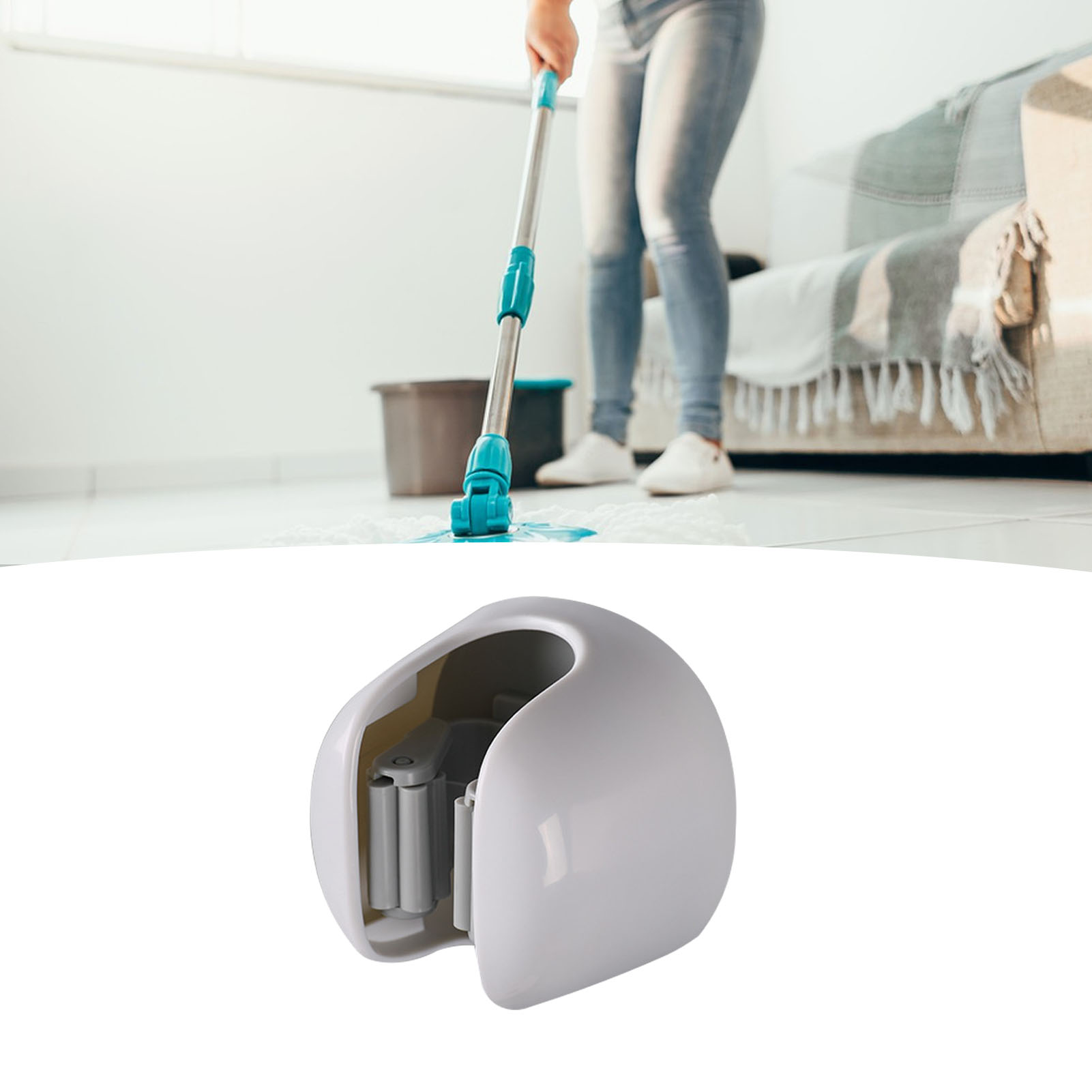 Wandmontierter Mopphalter, Kein Bohren Erforderlich, Sicherer, Rutschfester Besenhalter Für Bad, Küche, Balkon, Grau Und Weiß