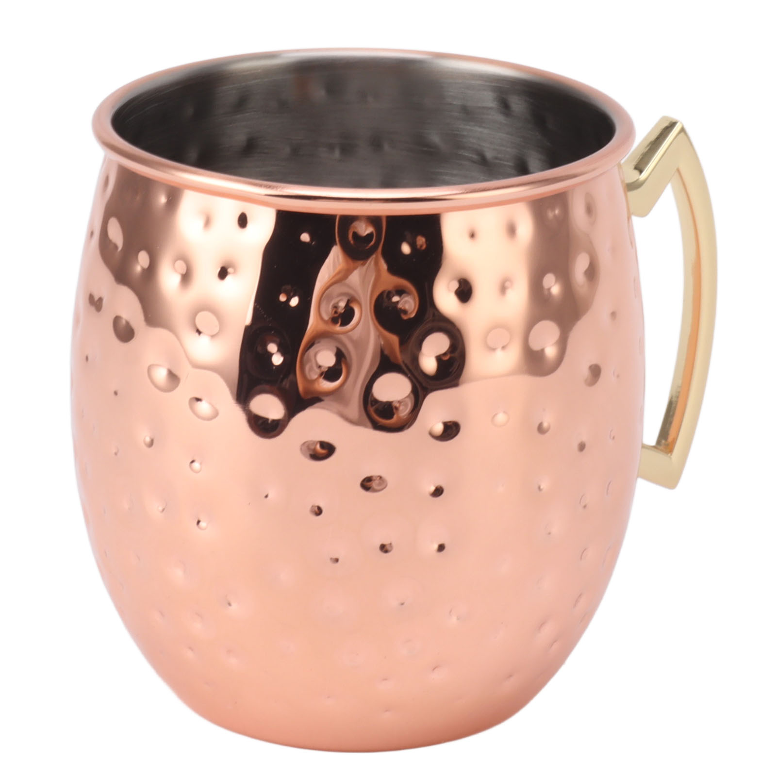 600-ml-edelstahlbecher Für Moscow Mule, Geeignet Für Bier Und Cocktails, Für Die Hausbar, Mit Roségoldenen Punkten