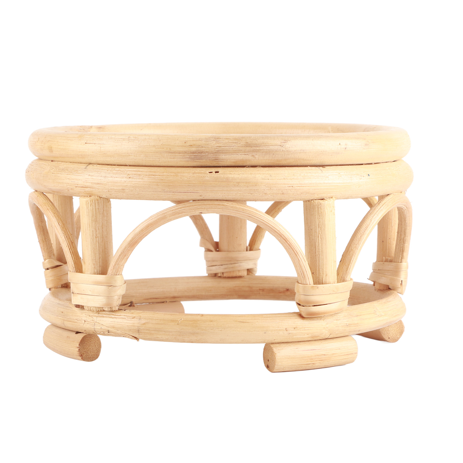 Runder, Natürlicher, Handgefertigter Pflanzenständer Aus Rattan Für Topfpflanzen, Klein, Für Haus, Garten Und Hof