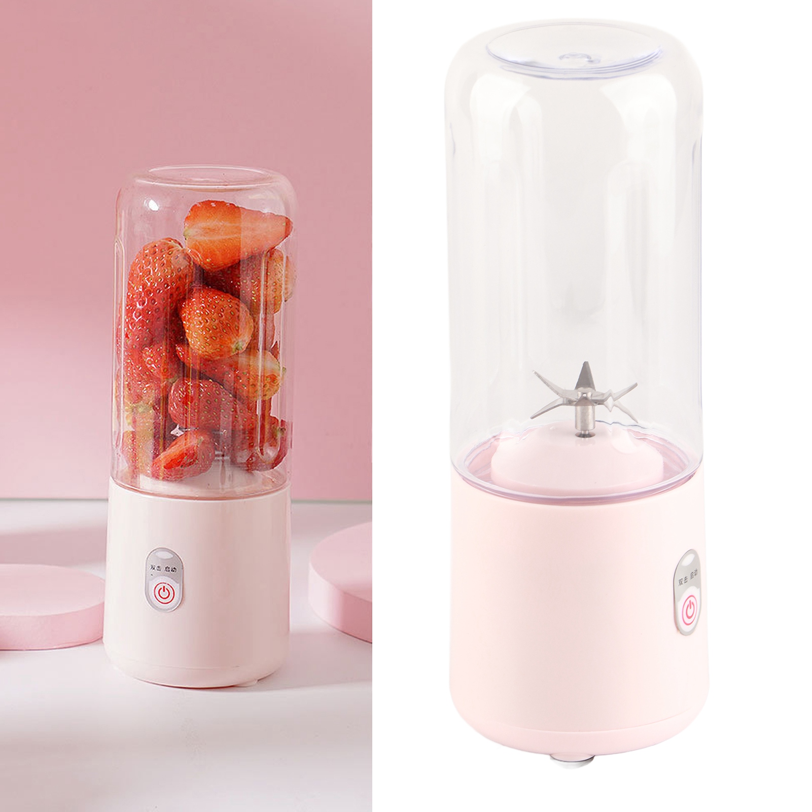 Tragbarer Entsafter 500 Ml, Mini, Rosa, 6 Klingen, Usb-ladefunktion, Entsafter Für Obst Und Gemüse