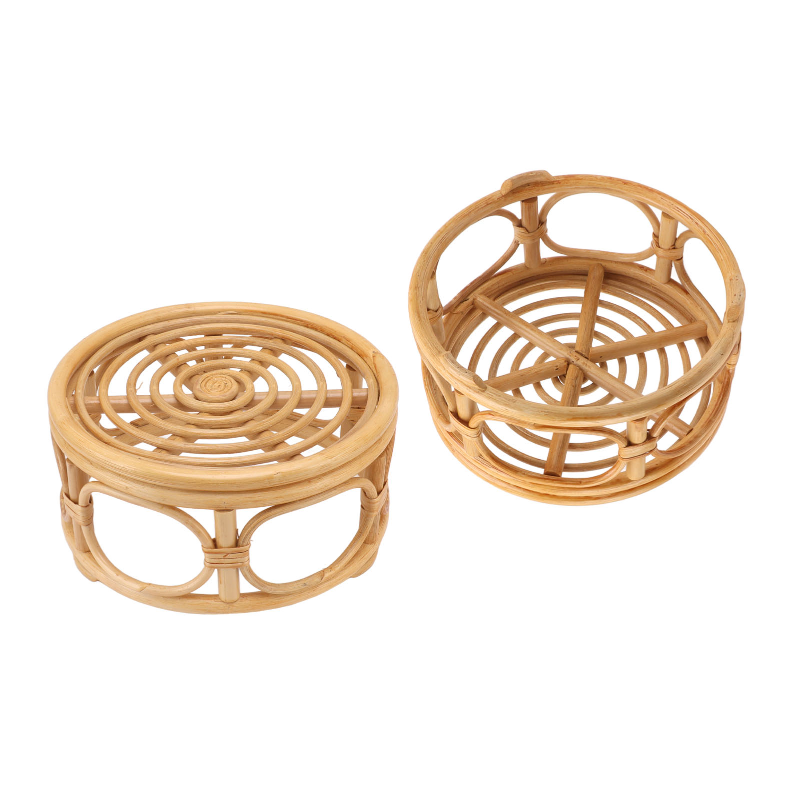 Runder, Natürlicher, Handgefertigter Pflanzenständer Aus Rattan Für Topfpflanzen, Groß, Für Haus, Garten Und Hof