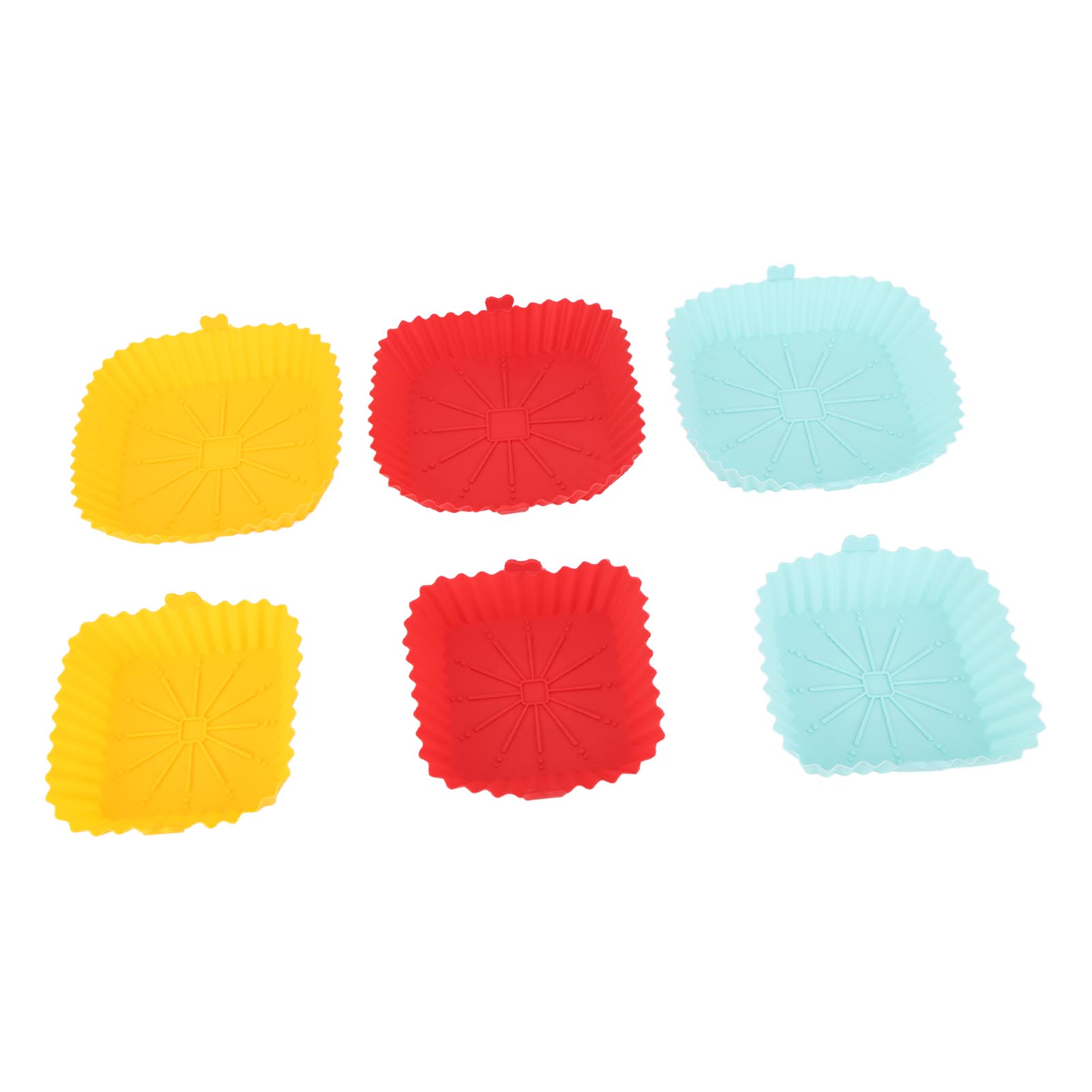 6 Wiederverwendbare Silikon-fritteuseneinlagen, Quadratisch, Antihaftbeschichtet, Hitzebeständig, Frittierkorb, Ersatzzubehör