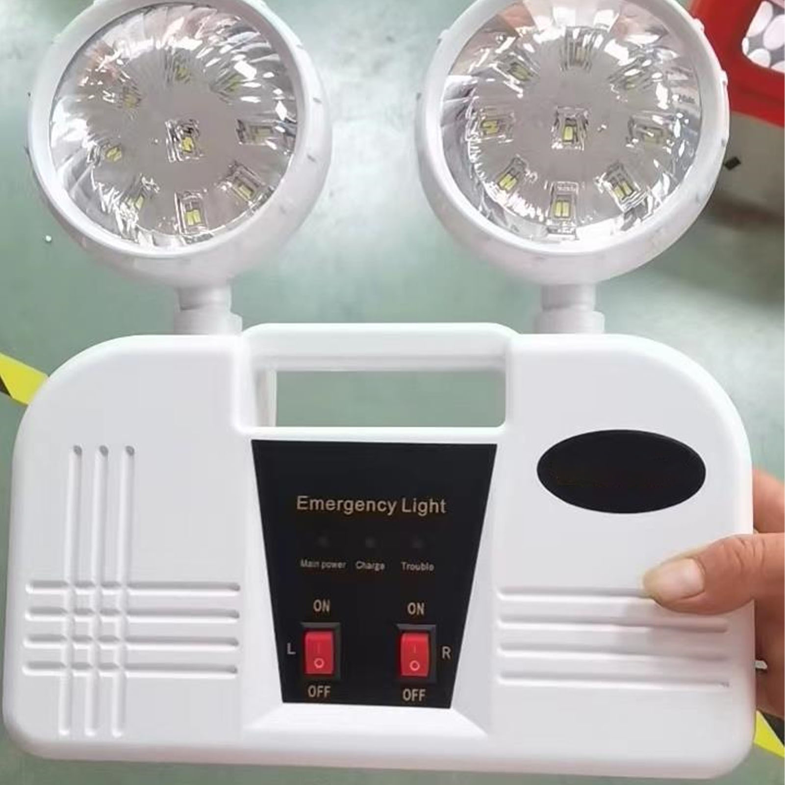 Notlampe 1800 Mah, 2 Leuchten, Automatische Einschaltung, Wasserdicht, Feuerfest, Kunststoff, Für Zuhause Und Büro, Eu-stecker