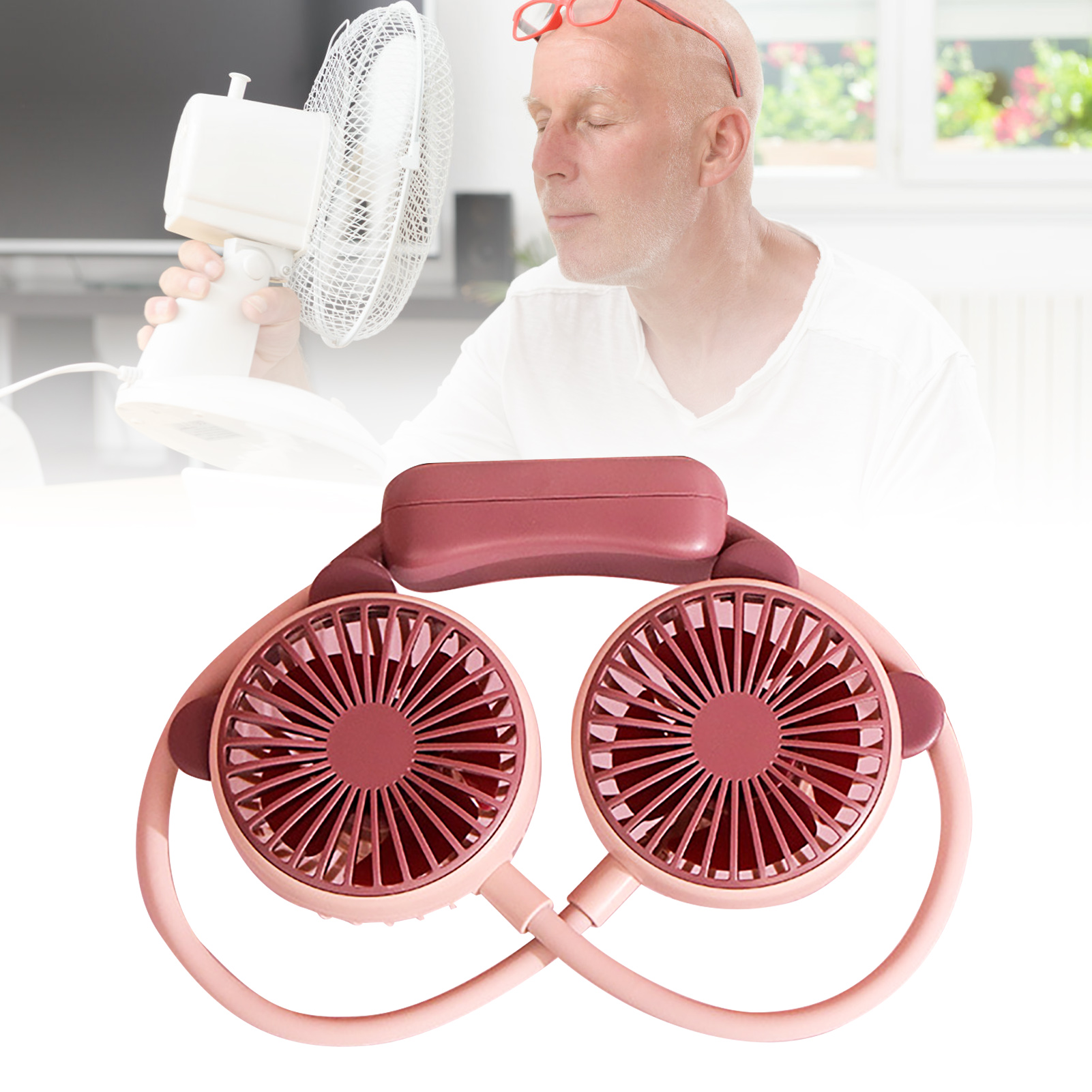 Tragbarer, Flexibler Nackenventilator, Usb-aufladbar, Mini-hängeventilator, Ideal Für Büro, Reisen, Taro, Lila