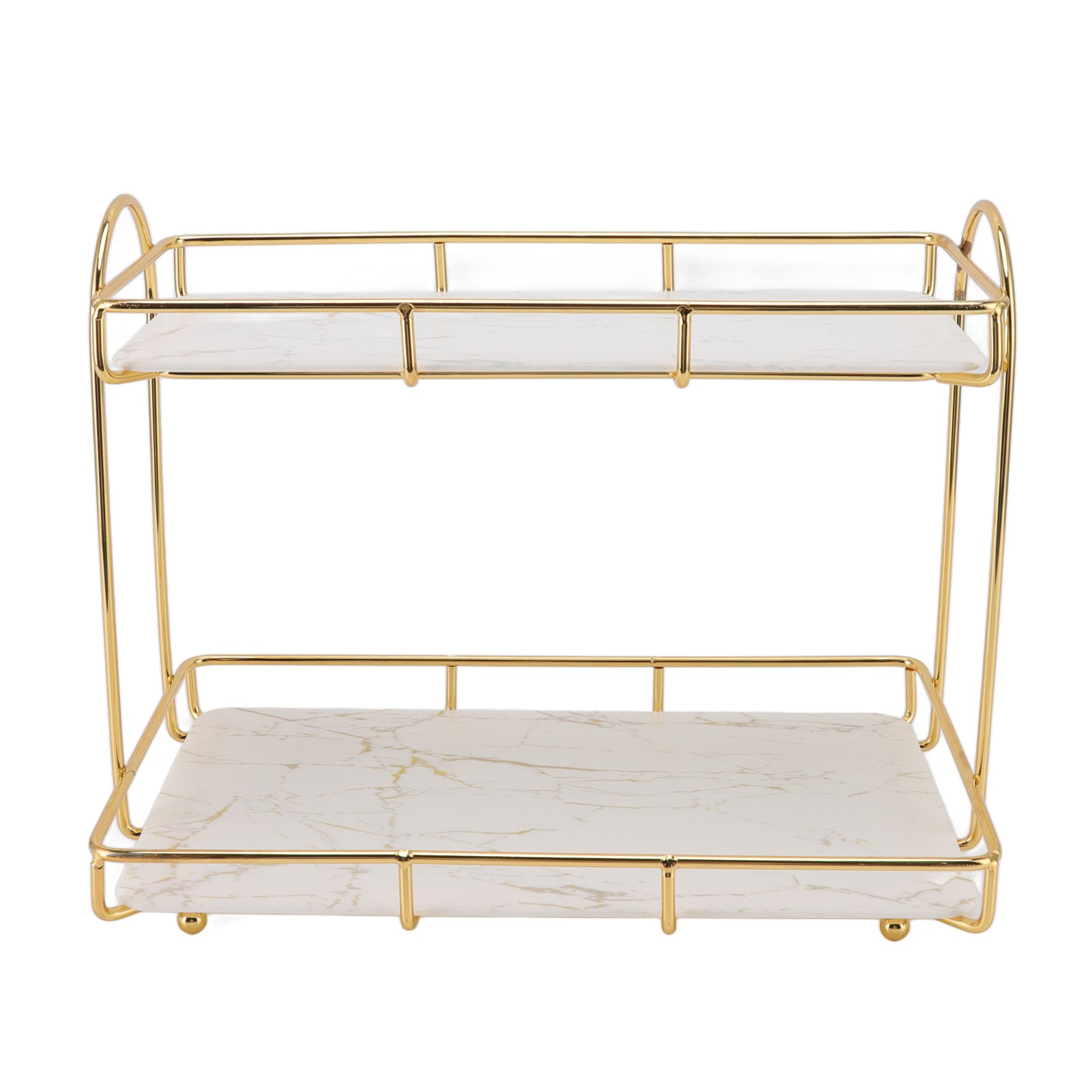Badezimmer-kosmetikregal, 2 Ebenen, Gold-weiß, Ergonomisch, Rutschfest, Ablagefläche, Größe L