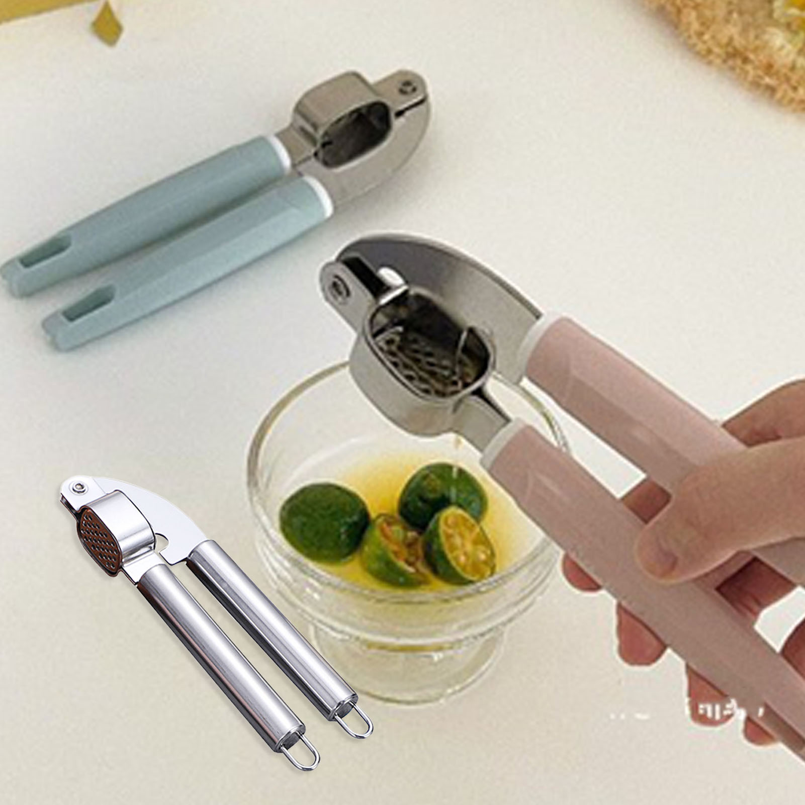 Knoblauchpresse Aus Edelstahl Mit Kunststoffgriff, Leicht Zu Bedienen Und Zu Reinigen, Farbige Edelstahl-knoblauchpresse Für Die Küche