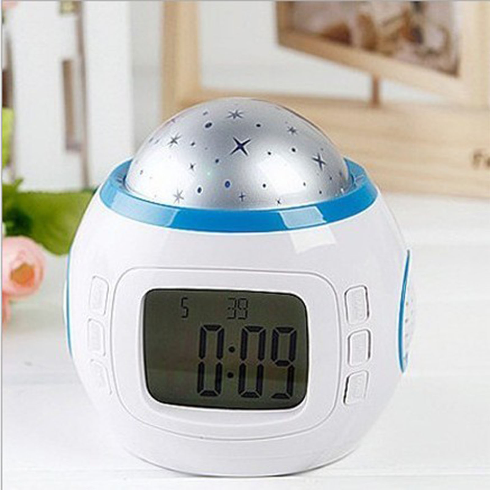 Uhr Mit Projektionshintergrundbeleuchtung Und Schlummerfunktion, Himmelsprojektor, Digitaler Wecker Mit Musik, Thermometer, Kalender