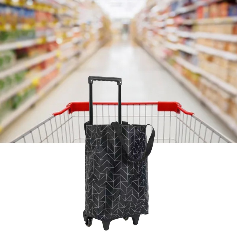 Faltbarer, Tragbarer Einkaufswagen, Einkaufswagen Aus Oxford-gewebe, Einkaufswagen Mit Rädern, Ausziehbarer Griff Für Unterwegs, Schwarze Linie