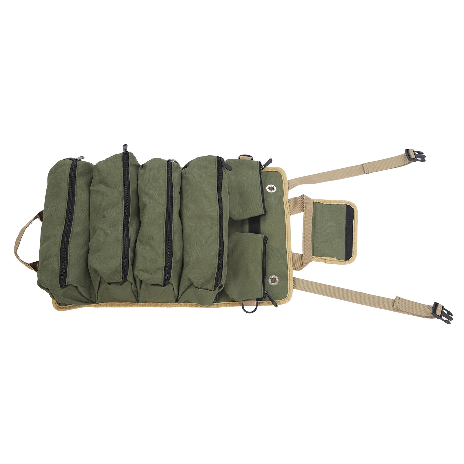 Werkzeugtasche Zum Aufrollen, Multifunktional, Tragbar, Aufbewahrungstasche Aus Oxford-gewebe, Separate Fächer, Werkzeugorganizer Für Gartenarbeit Und Camping, Grün