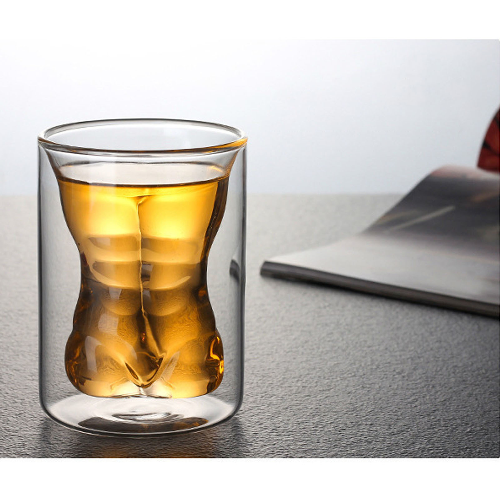 Körperförmiger Glaskrug, Doppelwandig, Für Bier, Whisky, Cocktails, Für Partys, Für Bars, In Form Eines Mannes