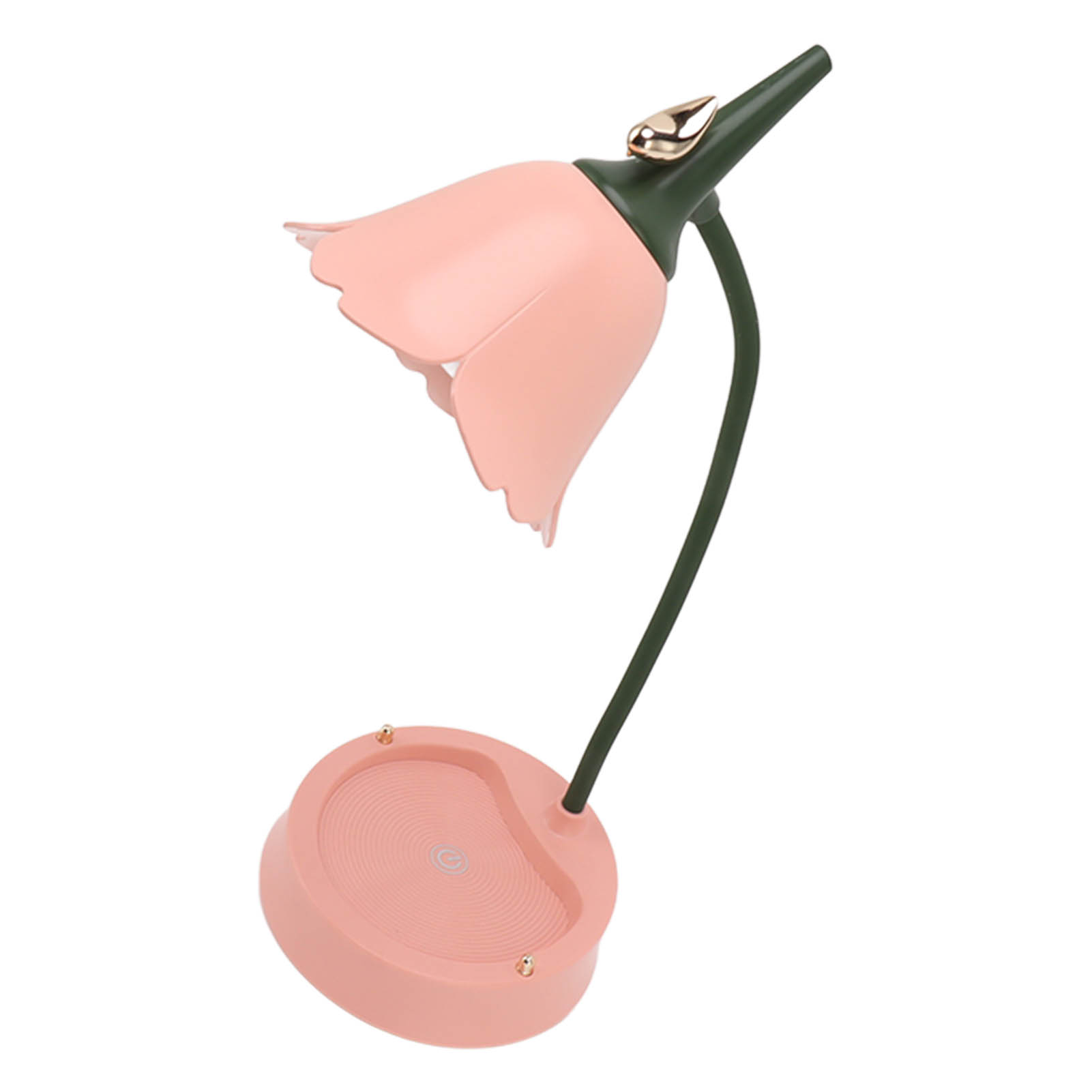 3-w-led-schreibtischlampe Mit Touch-funktion, 3 Geschwindigkeiten, Dimmbar, Faltbar, Blütenförmig, Usb 5v, Rosa