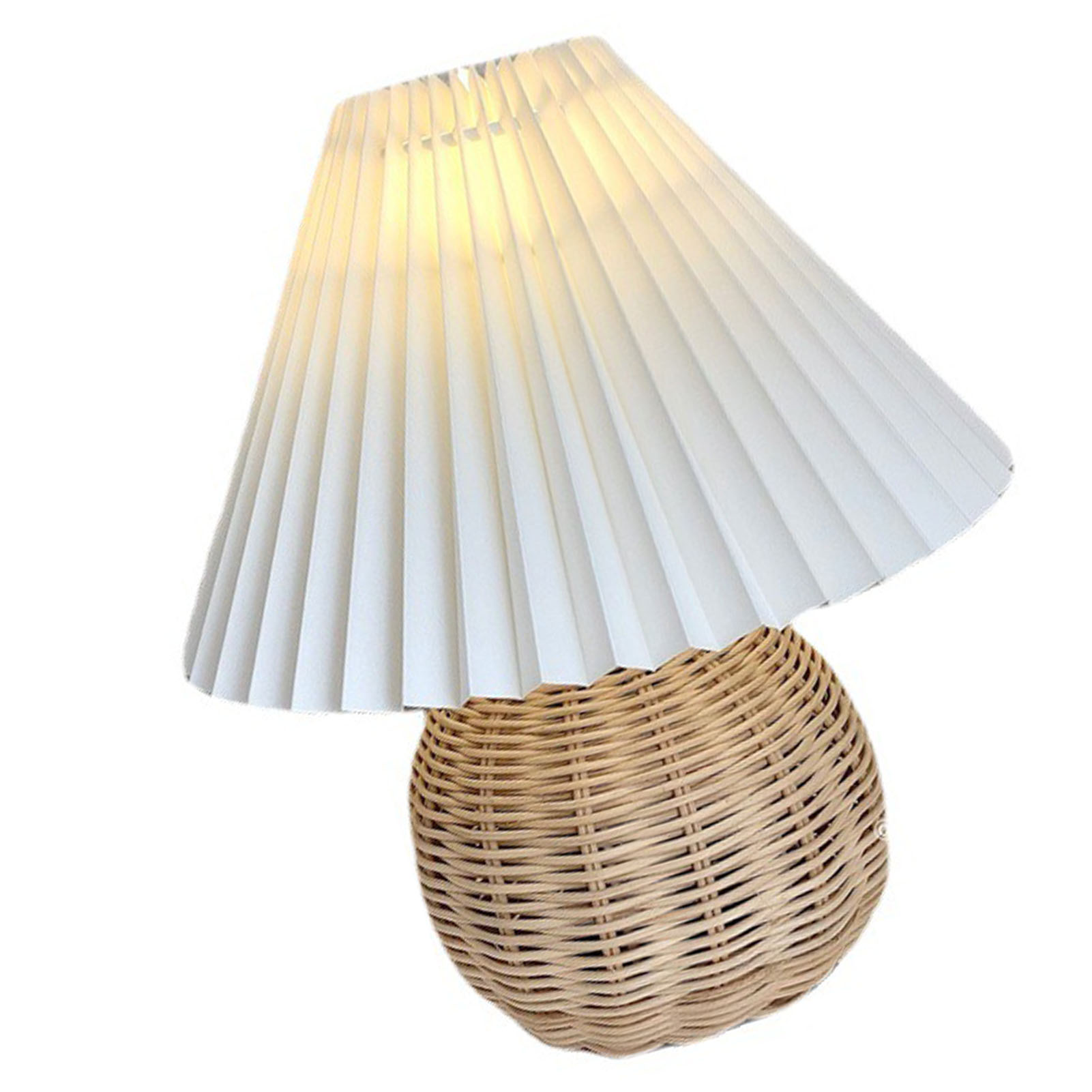 Kleine Tischlampe, Nachttischlampe, Mini-lampe Für Schlafzimmer, Wohnzimmer, Beistelltisch, Rattan, Plissiert, Ästhetische Vintage-lampe
