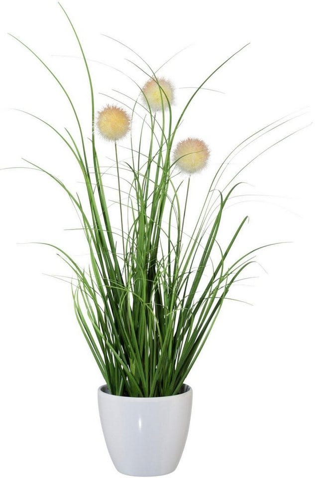 Kunstgras Grasbusch, naturgetreue Kunstpflanze, 35cm hoch, OTTO home, Höhe 35 cm, im 3 teiligen Set, mit Übertopf wahlweise in schwarz oder weiß