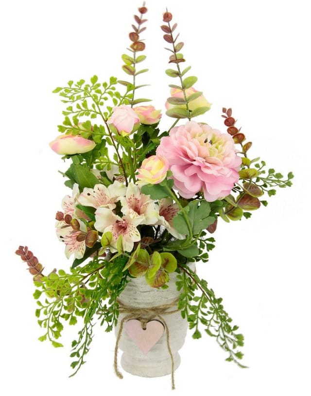 Kunstblume Arrangement Blüten/Ranunkel, I.GE.A., Höhe 44 cm, Topf aus Keramik