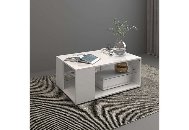 OTTO home Couchtisch Egypt Couchtisch,Sofatisch (1-St), Aus glänzend weiß lack. Holz, mit Glasablage,rechteckig,Breite 90 cm