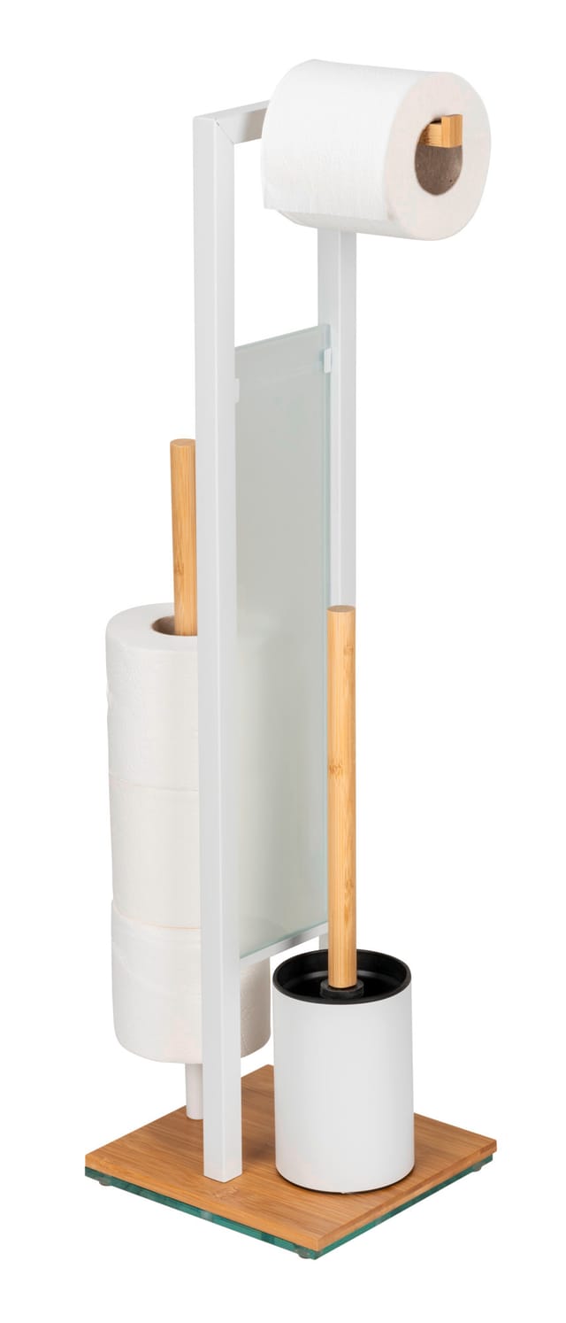 WENKO WC-Garnitur Rivalta, Standgarnitur mit integriertem Toilettenpapier- und WC-Bürstenhalter
