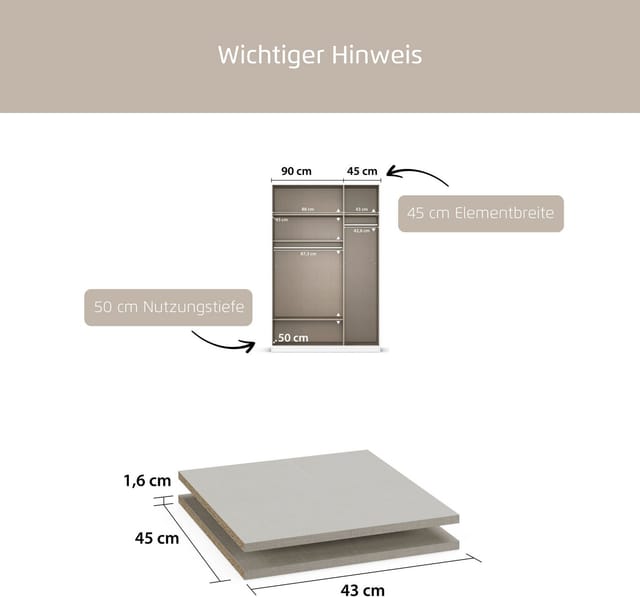 rauch Einlegeboden Zubehör für Rauch-Drehtürenschränke ORANGE, 2er-Set Breite 43 cm, Tiefe 45 cm
