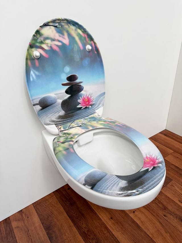 welltime WC-Sitz Classic Decor, Kratzfester Duroplast Klo-Sitz mit Absenkautomatik & Schnellverschluss