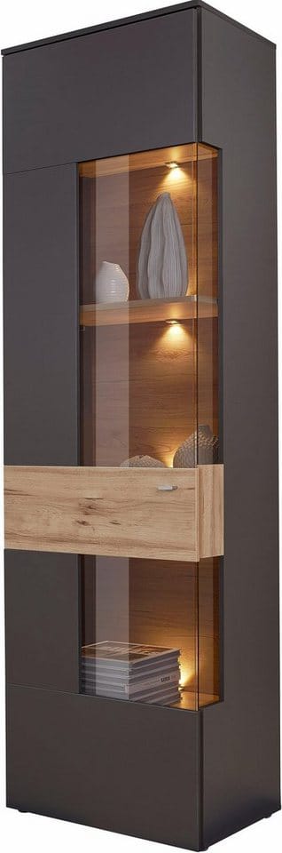 FORTE Vitrine Como Vitrine, Glastüre, LED Beleuchtung, Soft Close Linksanschlag