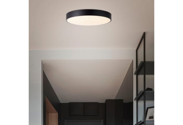 BreLight LED Wandleuchte Slimline, CCT - über Fernbedienung, Dimmfunktion, Nachtlichtfunktion, Timerfunktion, LED fest integriert, warmweiß - kaltweiß, D 50 cm, 3800 lm, 3000-6500 K, CCT, dimmbar, Metall, schwarz/weiß