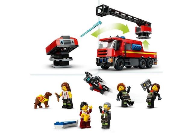 LEGO® Feuerwehrstation mit Drehleiterfahrzeug (60414), LEGO City Konstruktionsspielsteine, (843 St), Made in Europe