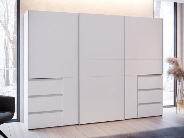 FORTE Schwebetürenschrank (B/H/T ca. 269,7x200,5x61cm) Schwebetürenschrank, Stauraum, 6 Schubkästen, erhältlich in 2 Dekoren