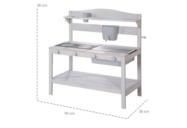roba® Outdoor-Spielküche Matschküche, grau lasiert, aus Holz Holz