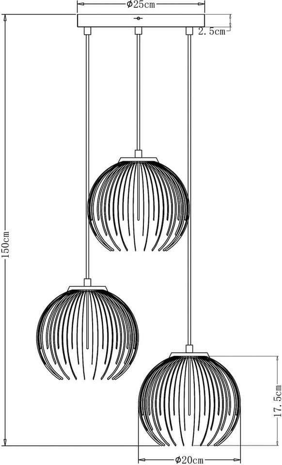 OTTO home Pendelleuchte Tonnia - Hängelampe, höhenverstellbar, 3er Rondell, Metall, Leuchtmittel wechselbar, ohne Leuchtmittel, Wohnzimmer, modern, ballonförmiger Lampenschirm, Pendellampe