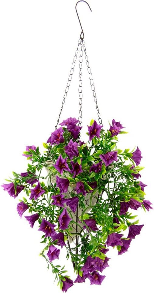 Kunstblume Petunien-Hänger mit Hängeampel Petunien Pflanze mit Blüten, I.GE.A., Höhe 52 cm, Künstliche Blumen Seidenblumen Sommerblüher Hängeblume