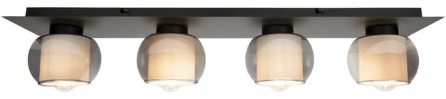 OTTO home Deckenleuchte Tanissa mit Doppelschirm, ohne Leuchtmittel, kugelförmig, Rauchglas, innen Stoffschirm, E27, Glasschirm, Textil