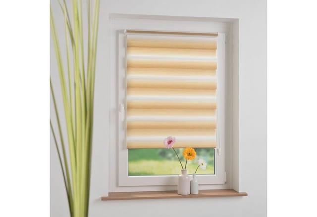 Doppelrollo Farbverlauf, Liedeco, Lichtschutz, ohne Bohren, Klemmfix
