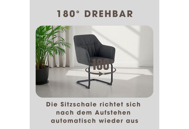 OTTO home Freischwinger Elba (Set, 2 St), gemütlicher Stuhl / Sessel, 180 Grad drehbar, Auto Return, Webstoff
