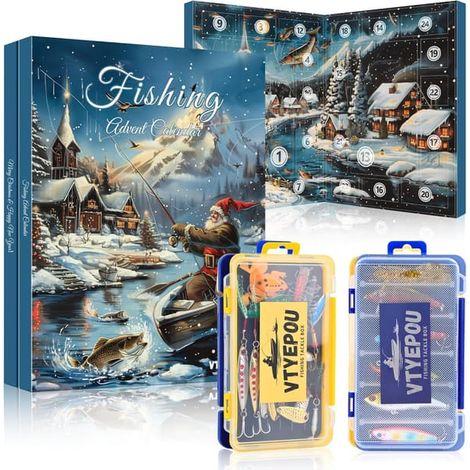 Angel-adventskalender 2025 Für Männer – Angelset Mit Köderbox – Überraschungsgeschenk Zu Weihnachten 2025