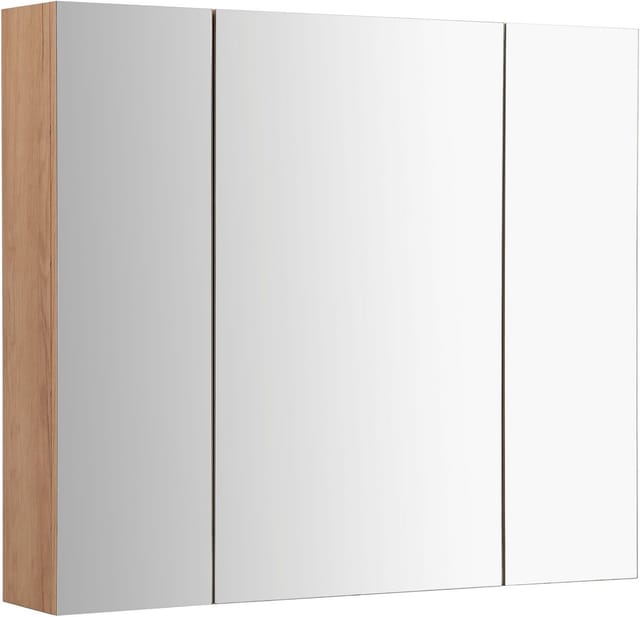 welltime Spiegelschrank Lund Bad Spiegel WC Wandspiegel Badezimmerspiegel ohne LED Badschrank Badezimmerspiegelschrank Spiegel Breite 80cm mit 3 Türen