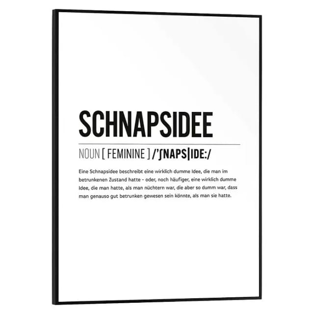 Reinders! Poster Schnapsidee, Küche - Schwarz-Weiß - MDF - Sprüche - 30x40 cm