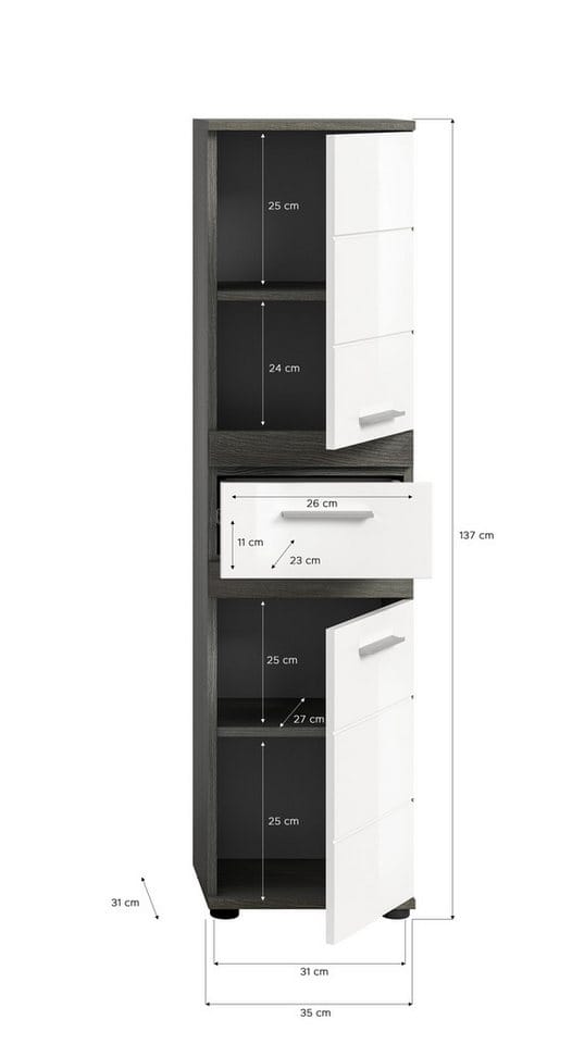 welltime Badmöbel-Set LUCCA, 3-teilig, TOPSELLER!, hochwertige MDF Front, (Set, 3-St., best. aus: Waschbeckenunterschrank, Spiegelschrank, Hochschrank), Badkombination, Bad-Möbel, Badezimmer, Kombination, Kombi