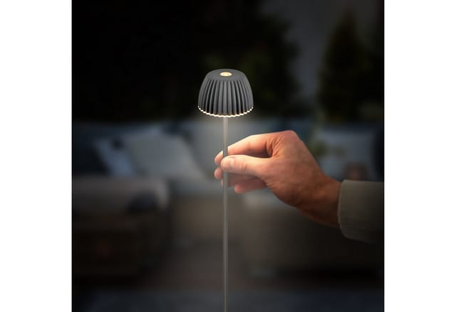 Briloner Leuchten LED Außen-Tischleuchte RIFFLE, LED wechselbar, Warmweiß, 6x78,5 cm, 2er-Set, Akku tauschbar, Outdoor, Balkon, Terrasse