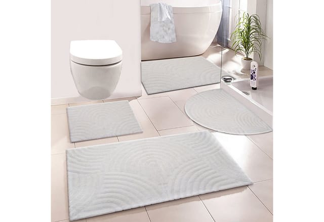 my home Badematte Juna, Badvorleger, Badezimmer Teppich, Zen, Scandi, Boho, Höhe 15 mm, rutschhemmend beschichtet, fußbodenheizungsgeeignet, Baumwolle, rechteckig, Baumwolle, Hoch-Tief-Effekt, weich