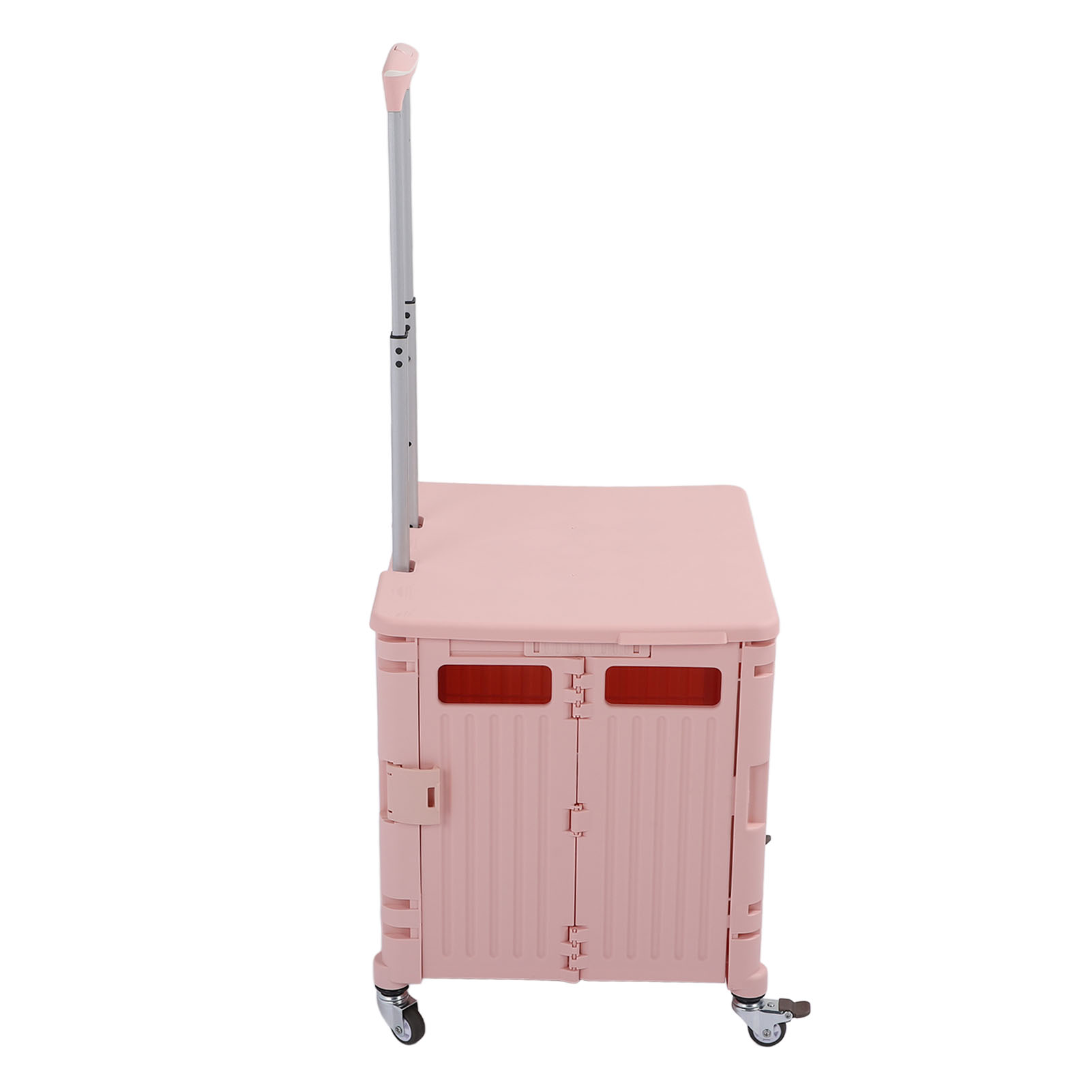 Faltbarer Werkzeugwagen, Rollkoffer, Schwenkräder, Robustes Pp, Mit Teleskopdeckel, Aufbewahrungswagen Für Einkäufe, Rosa