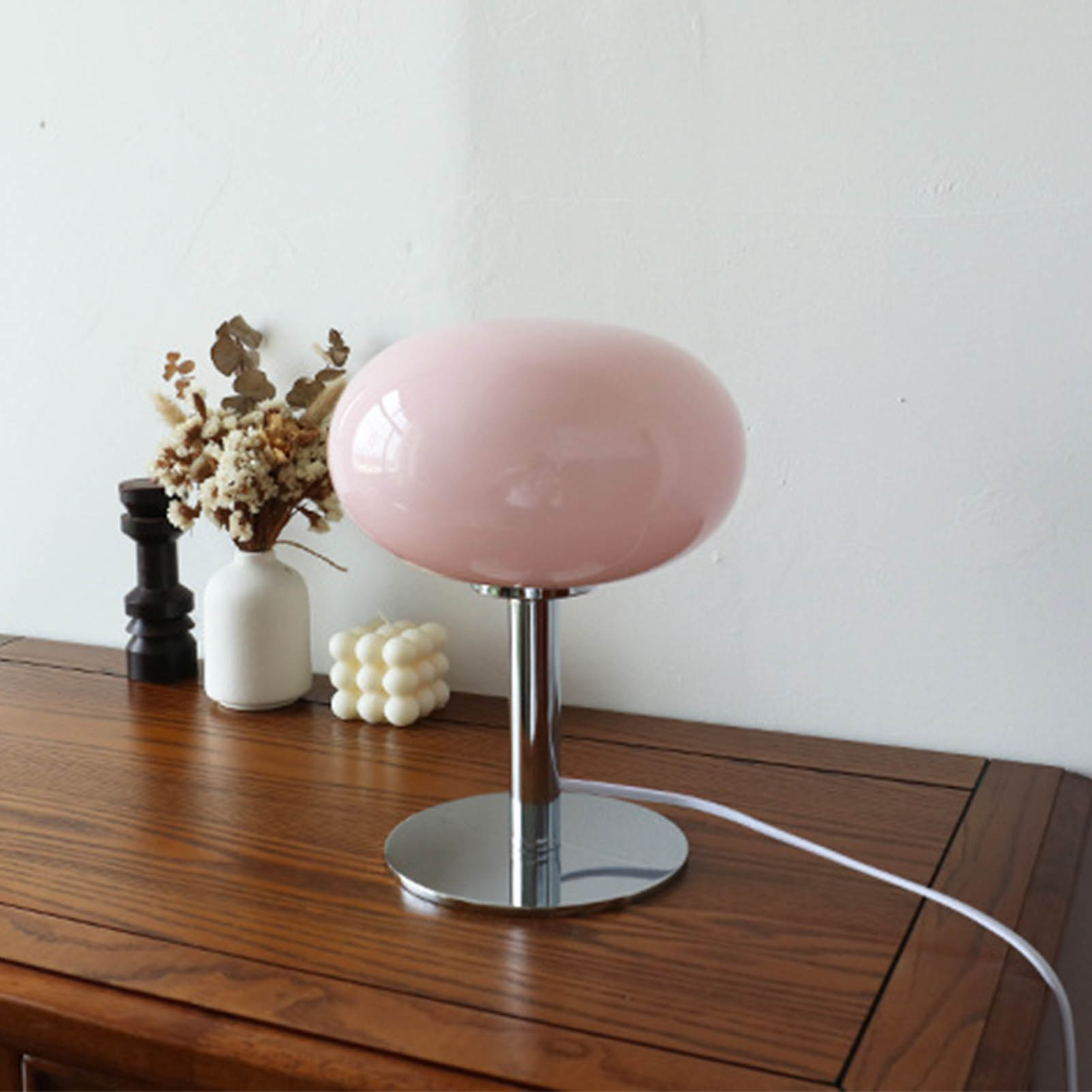 Nachttischlampe Mit Eisenfuß, Schöne Form, Schlicht, Modern Und Elegant, Mit Home-button-schalter, Rosa