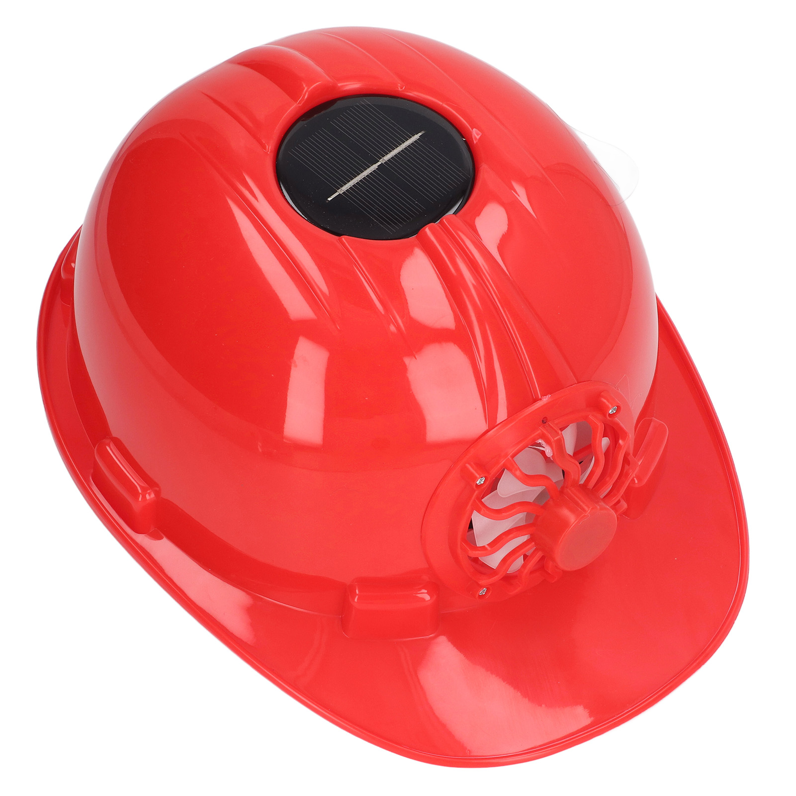 Schutzhelm Mit Solarventilator, Kunststoff, Belüftet, Atmungsaktiv, Mit Herausnehmbarem Futter Für Sommerliche Bauarbeiten Im Freien, Rot