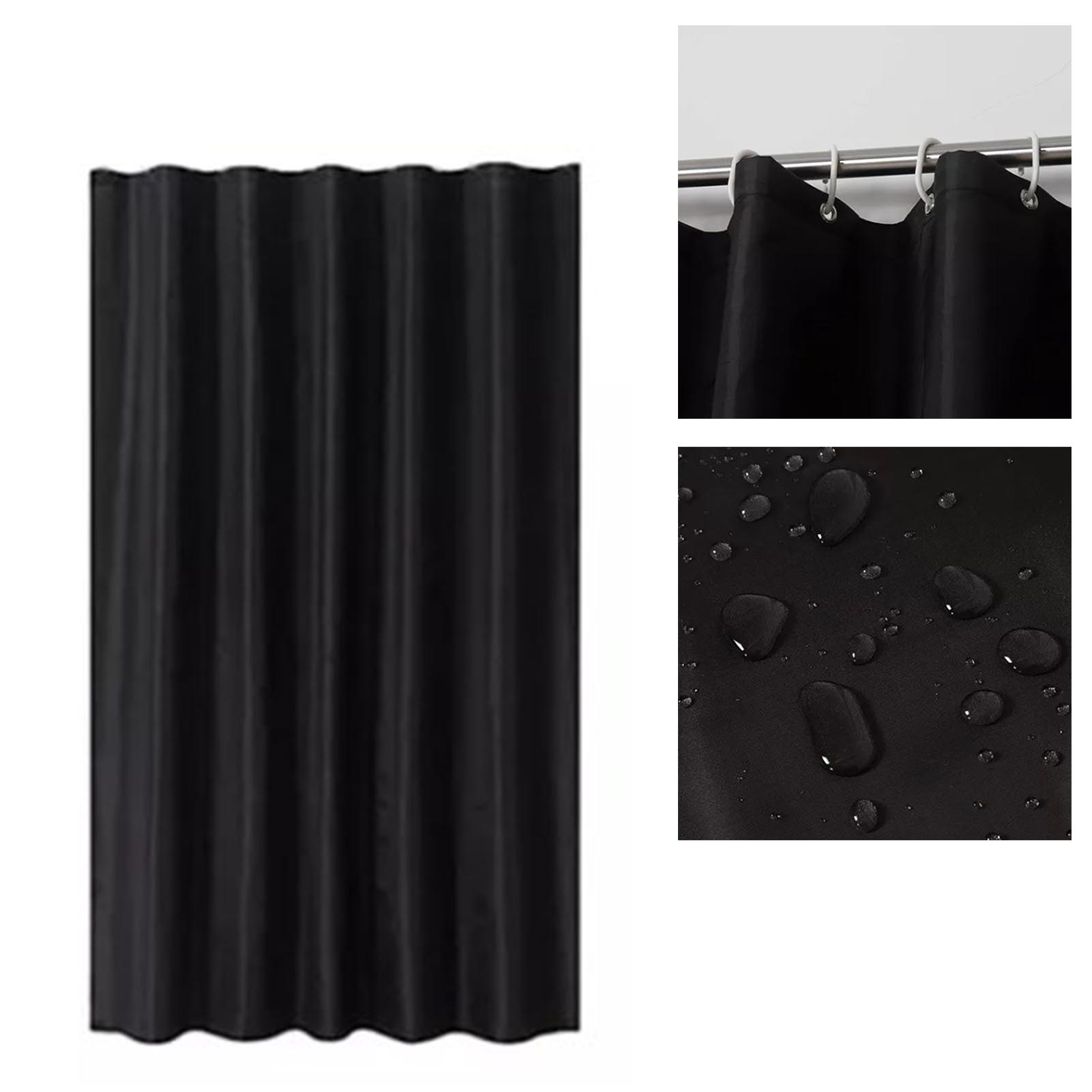 Schwarzer Duschvorhang Aus Dickem, Wasserdichtem Polyestergewebe Für Das Badezimmer, 200 X 200 Cm