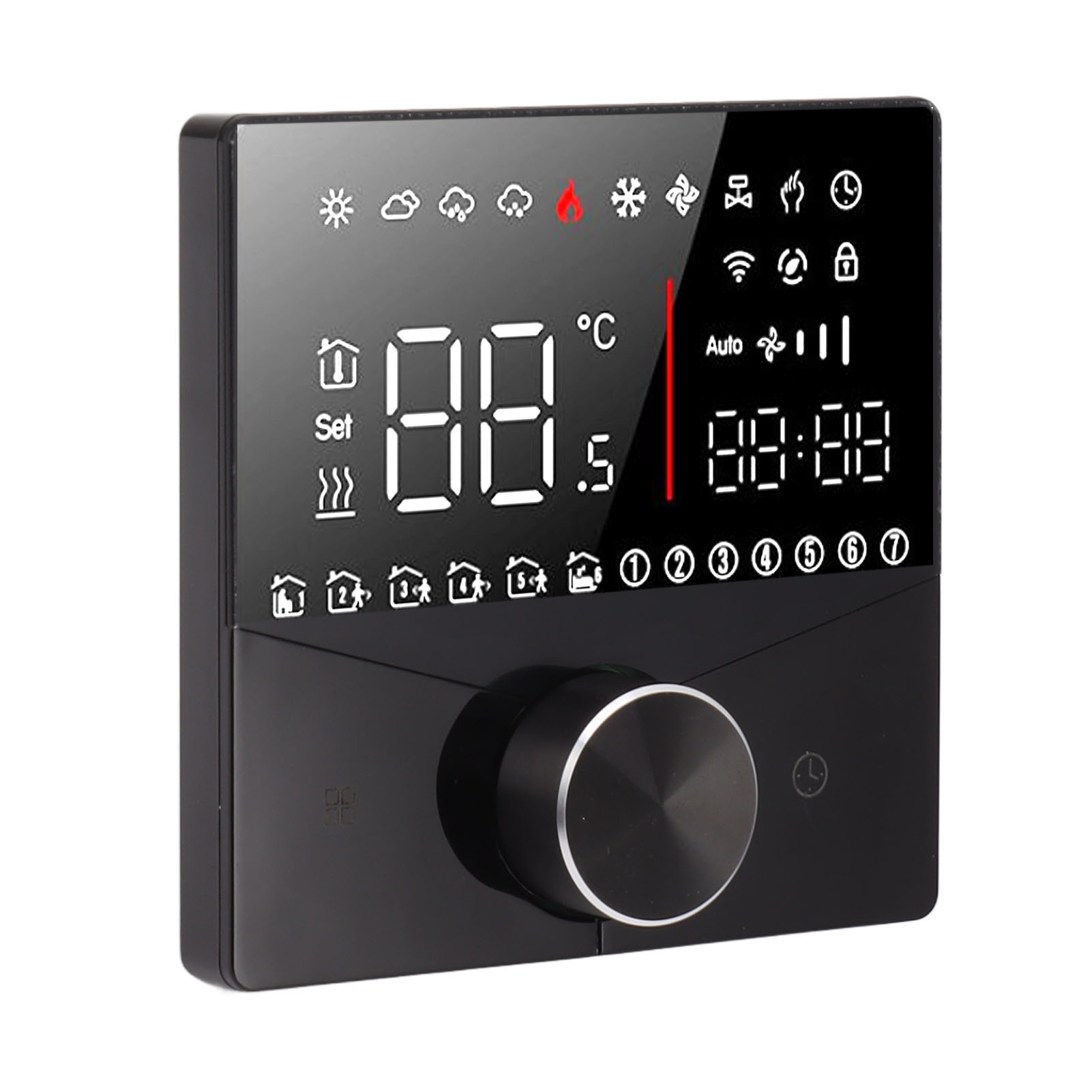 Intelligenter Thermostat Mit Drehknopf, Farb-lcd-display, Digitaler Saunathermostat, Fußbodenheizungssystem, Schwarz