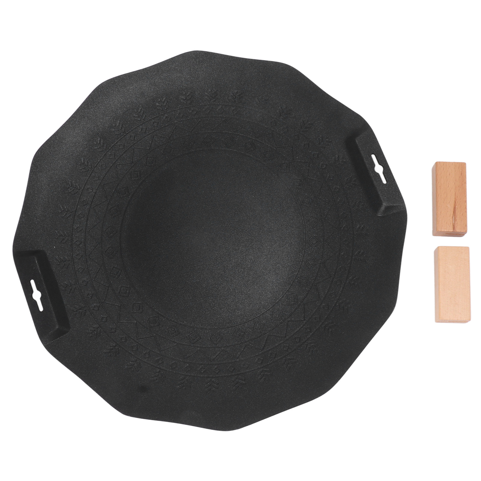 Tragbare Grillpfanne, Antihaftbeschichtet, Rauchfrei, Für Den Heimgebrauch, Mit Griff, Schwarz, Geometrisch, 35 Cm