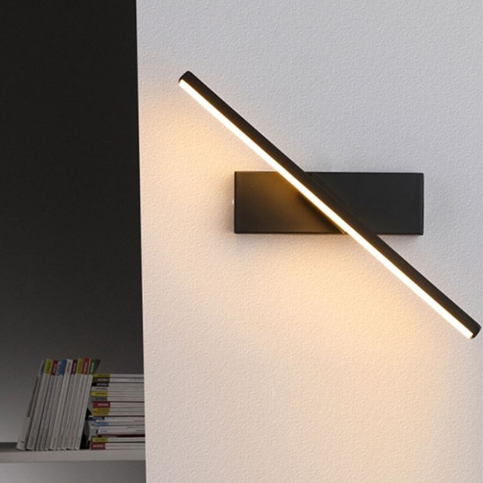 Drehbare Schlafzimmer-wandleuchte, Eisengehäuse, Hitzebeständige Oberfläche, Korrosionsbeständig, Nachtlicht Für Zuhause, Warmes Licht, Schwarz