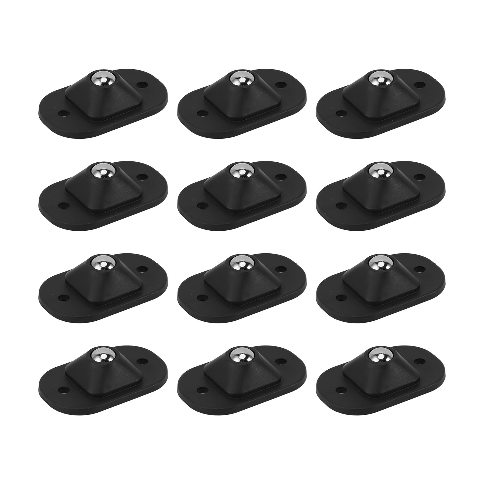 12 Selbstklebende Mini-lenkrollen Aus Edelstahl, Universell Einsetzbar, 360°-drehung, Schwarz