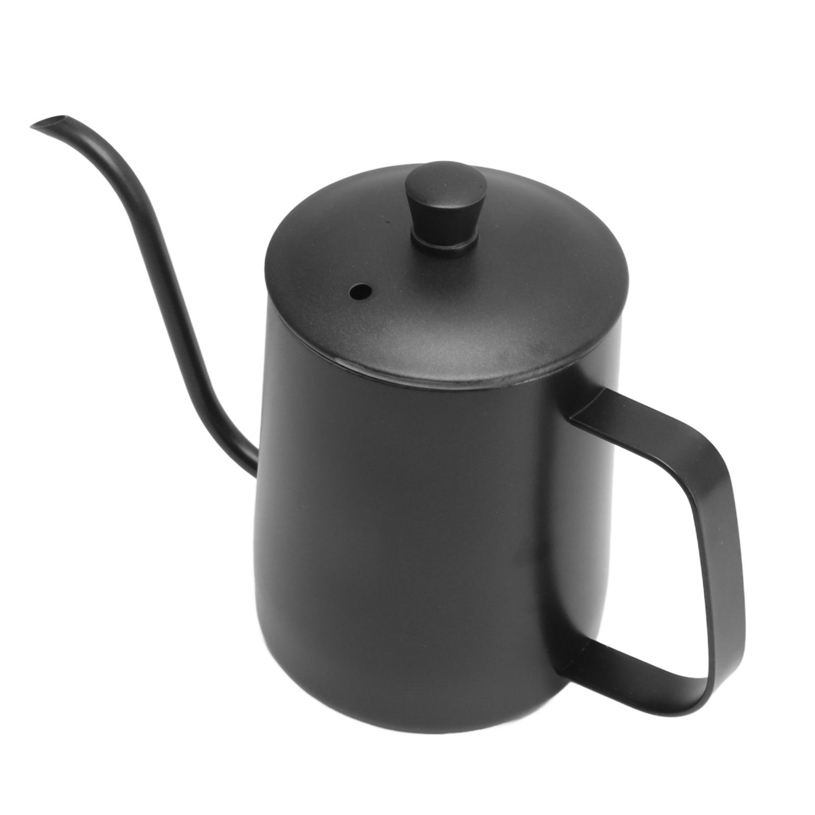 Kaffeekessel Mit Langem, Schmalem Ausguss, Edelstahl 304, Schwanenhals, 600 Ml, Schwarz, Mit Deckel