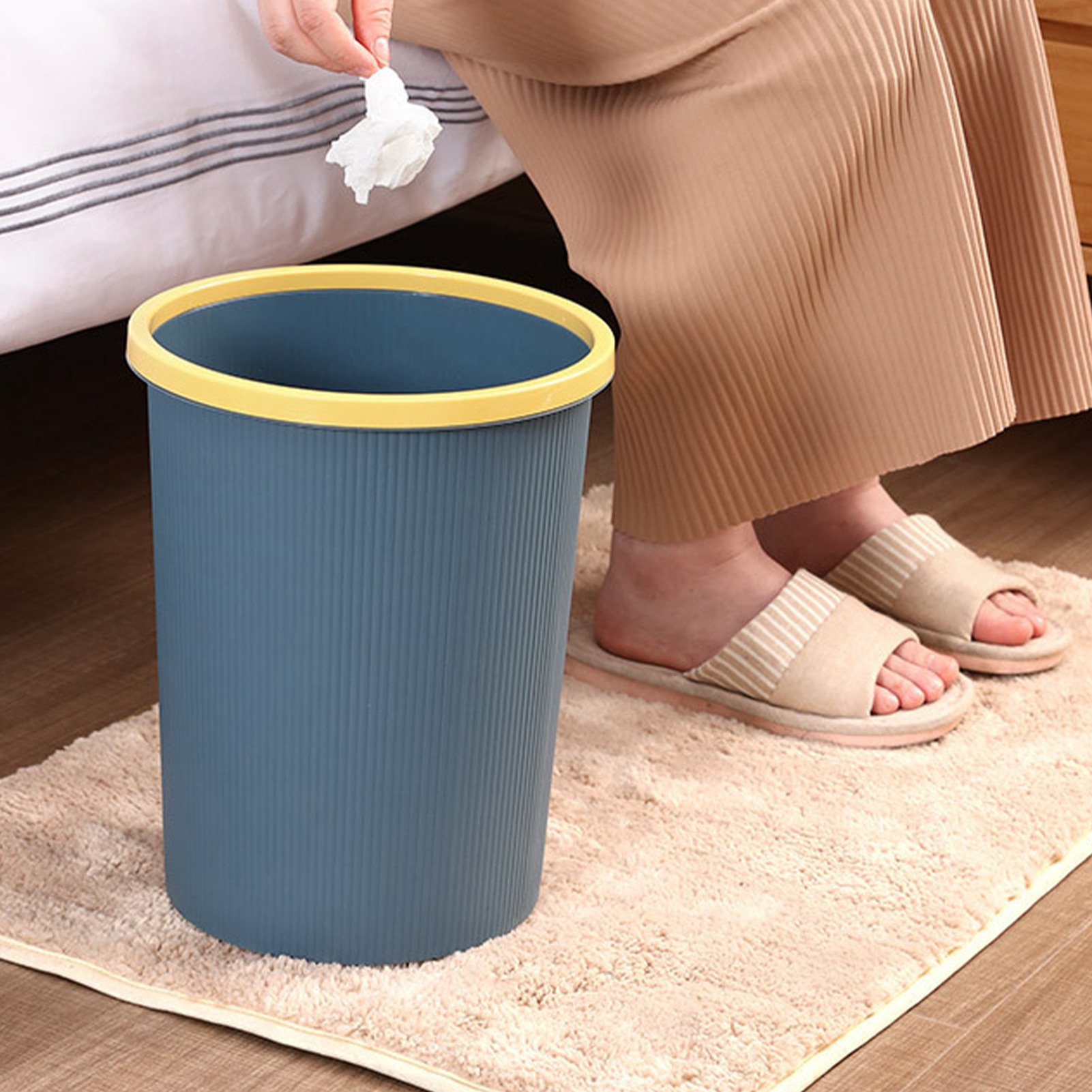 Kunststoff-abfalleimer, Elegant, Modern, Klein, Dunkelblau, Für Badezimmer, Küche, Wohnzimmer