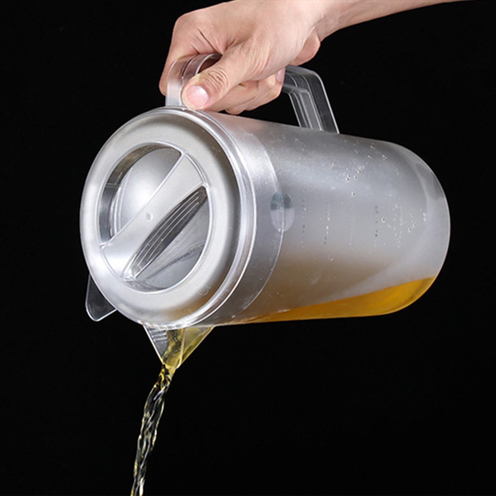 Wasserkrug Aus Polycarbonat (pc-kunststoff), Hitzebeständig, Matt, Zum Mixen Von Getränken, Mit Skala Und Deckel, Für Limonade, Eistee, Transparent, 3500 Ml